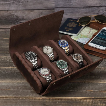 Ã‰tui Montre Vintage Sei : Cuir Marron pour 6 Garde-Temps