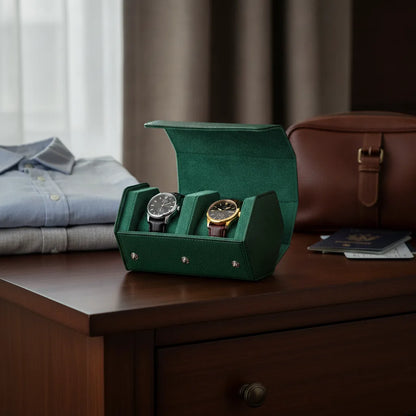 Ã‰tui Ã  Montre Duo Cuir Vert Ã‰meraude