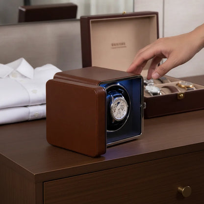 Remontoir Montre Cube Moderne Marron