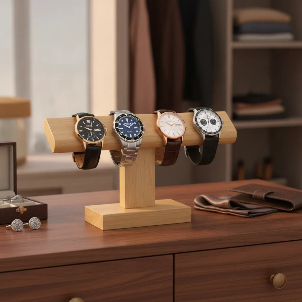 Porte Montre Haut en Bambou pour 4 Montres