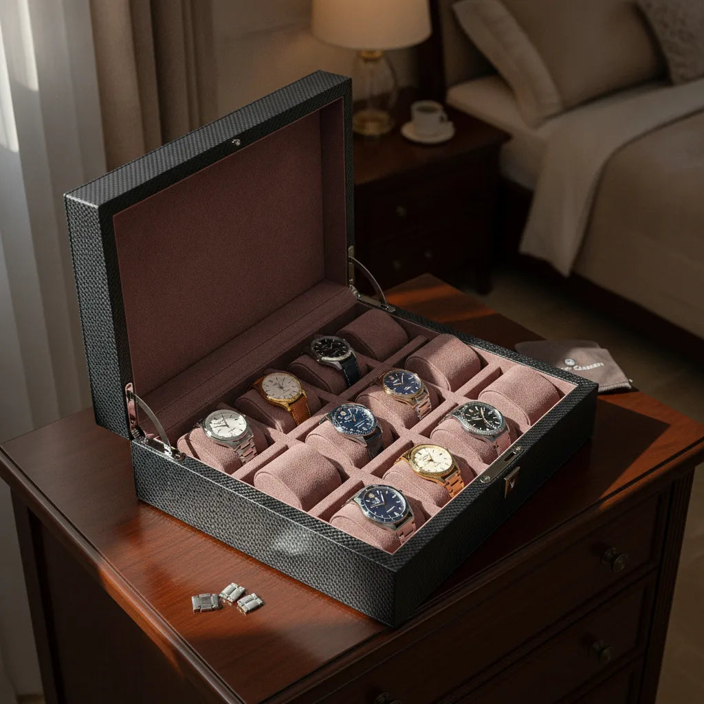 Coffret Montre Suzie Queen Fibre Carbone 12 Emplacements