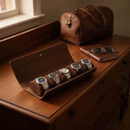 Ã‰tui Montre Cuir Vintage 4 Places