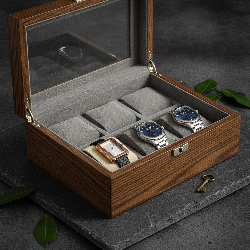 Boîte à Montre Rustique en Bois pour 10 Garde-Temps
