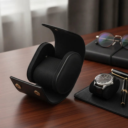 Ã‰tui Montre Cuir Noir - Protection Premium