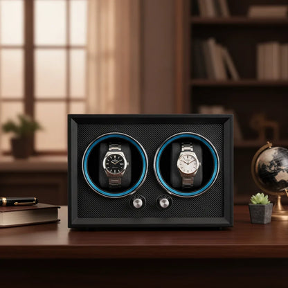 Remontoir Cube Corbeau Double : 2 Montres Bois Premium