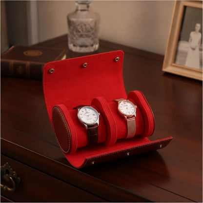 Ã‰tui Duo Rouge Cuir VÃ©gan 2 Montres