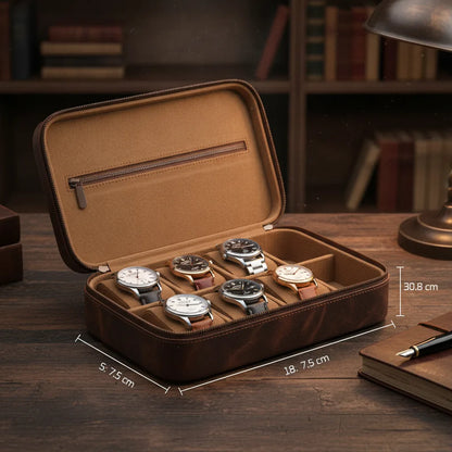 Ã‰tui Montre Vintage Cuir Otto - 8 Montres