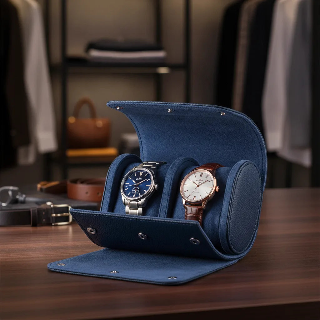 Ã‰tui Montre Duo Bleu Klein : Cuir VÃ©gan & Protection