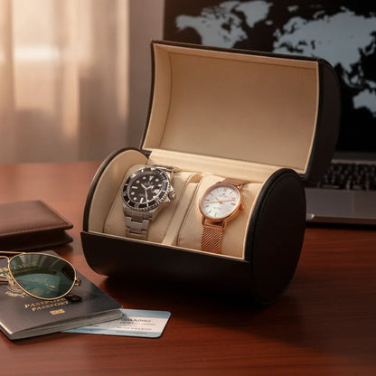 Ã‰tui Montre Noir Duo en Cuir VÃ©gan