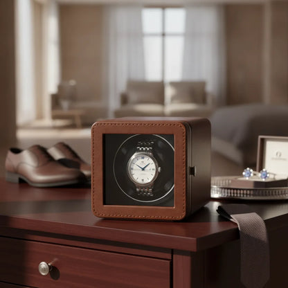 Remontoir Montre Cube Moderne Marron