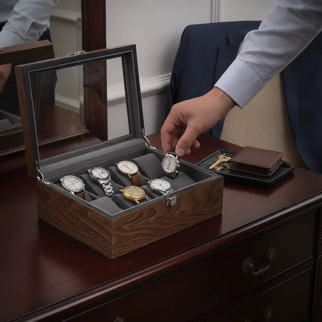 BoÃ®te Ã  Montre en ChÃªne Classique - Rangement Ã‰lÃ©gant 8 Montres
