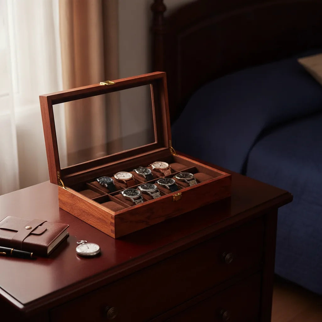 Coffret Montre Noyer 12 Emplacements