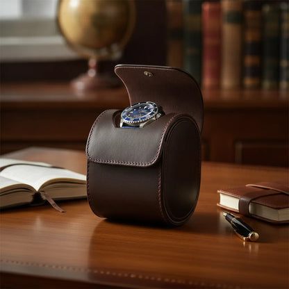 Ã‰tui Montre Cuir Marron FoncÃ© - Protection 1 Montre