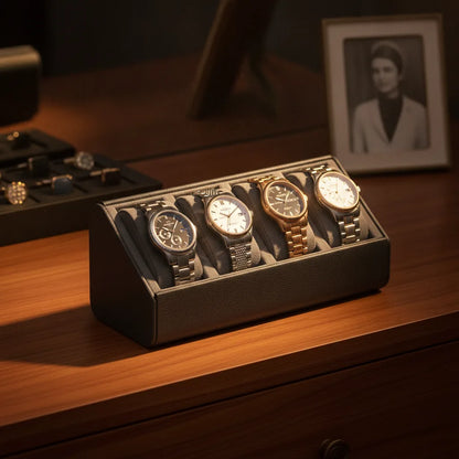 Porte Montre Cuir Luxe 4 Emplacements