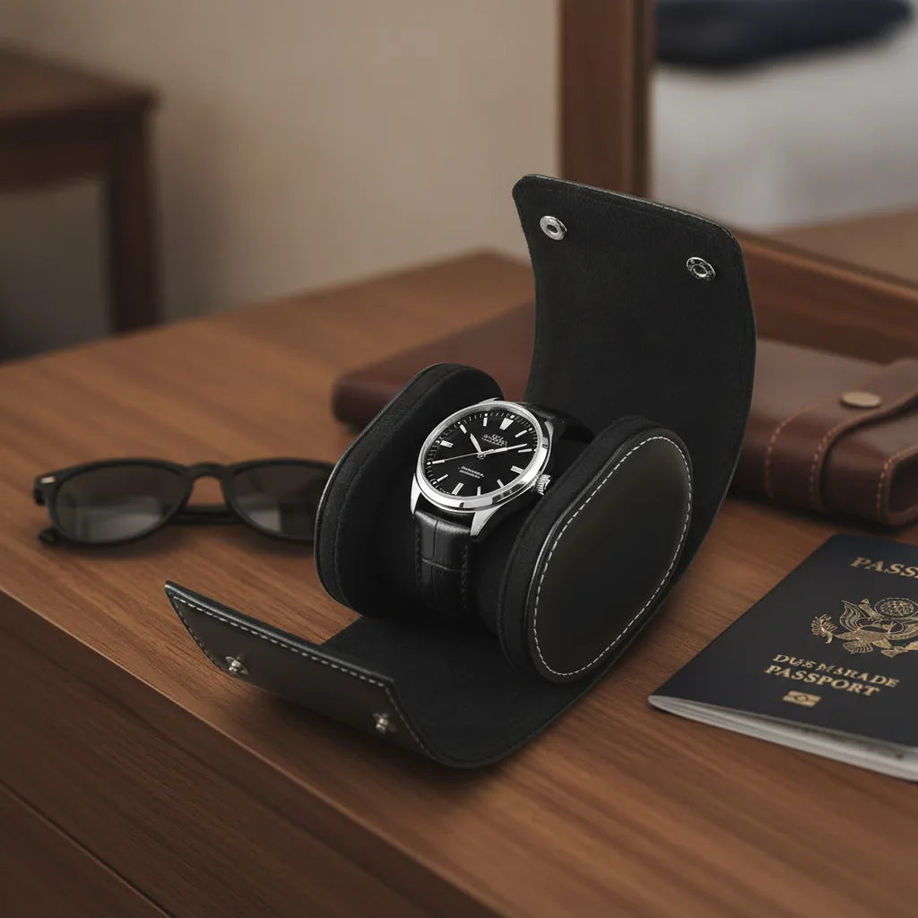 Ã‰tui Montre Solo Noir Cuir VÃ©gan