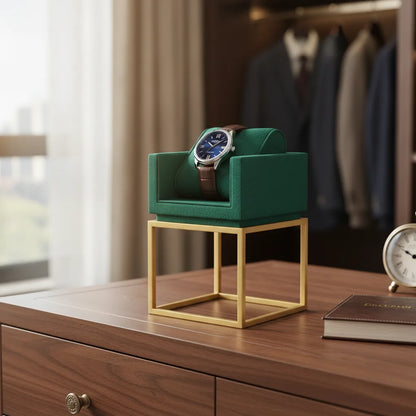 Porte-Montre Luxe Vert en Bois et Métal