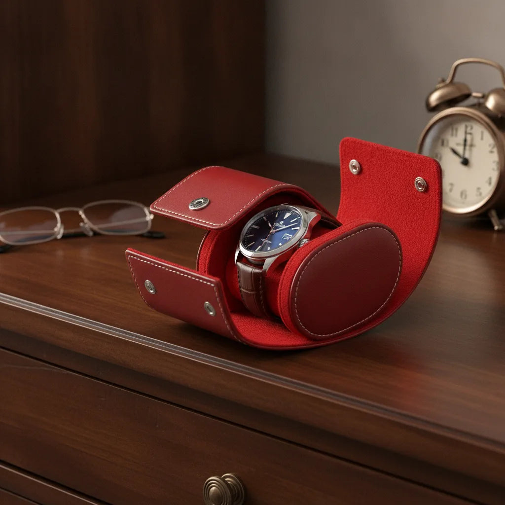 Ã‰tui Montre Solo Rouge Cuir VÃ©gan