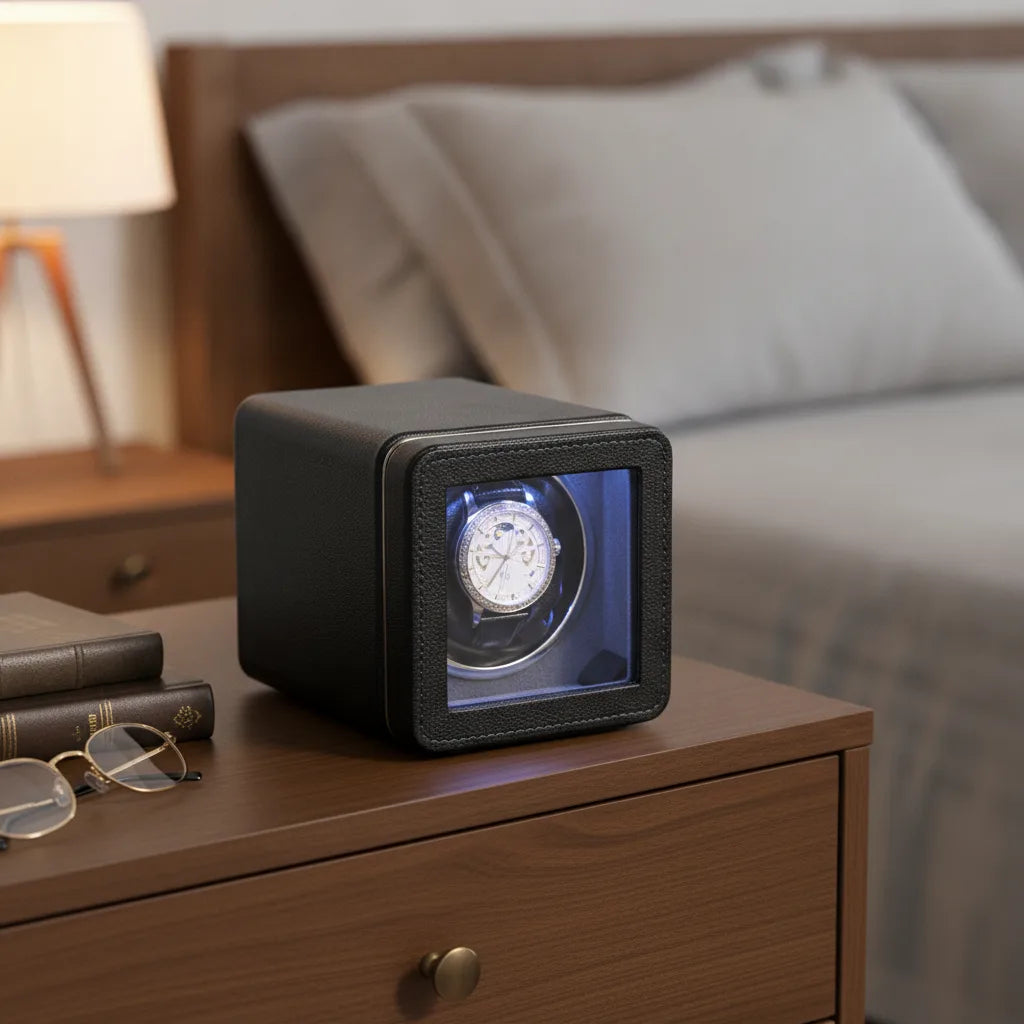 Remontoir Montre Cube Noir - Entretien Automatique Silencieux