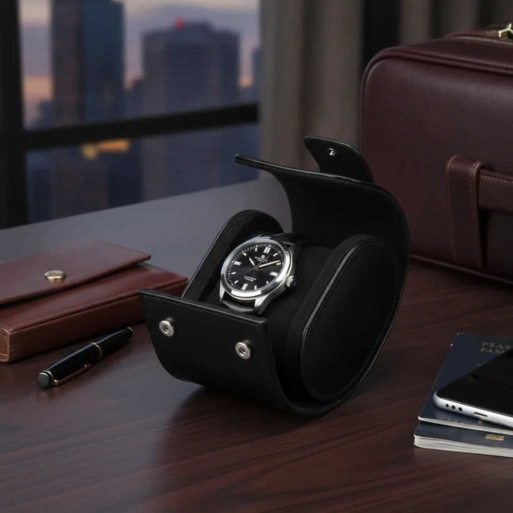 Ã‰tui Montre Cuir Noir - Protection Premium
