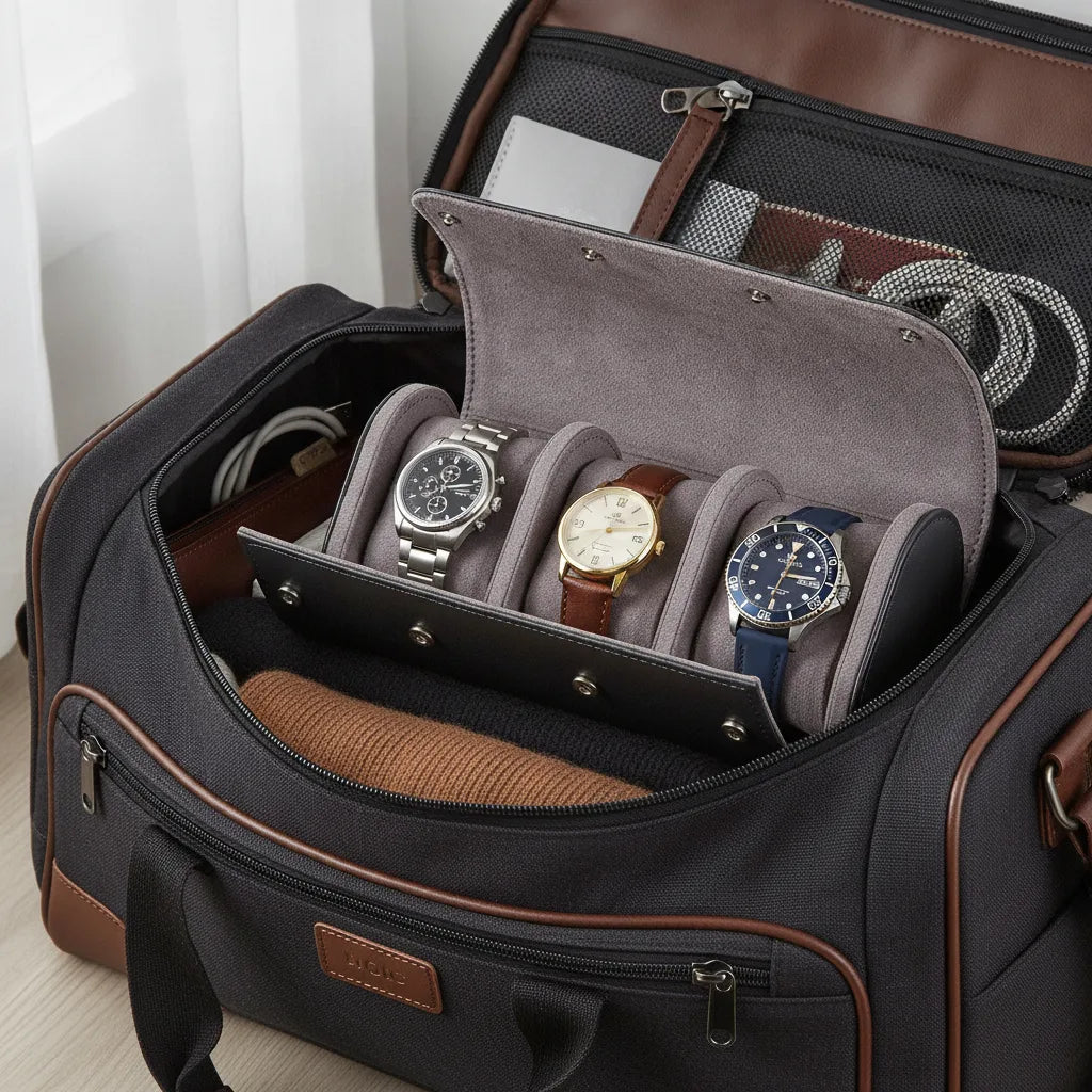 Ã‰tui Ã  Montres Payne - Cuir VÃ©gan Noir 3 Compartiments