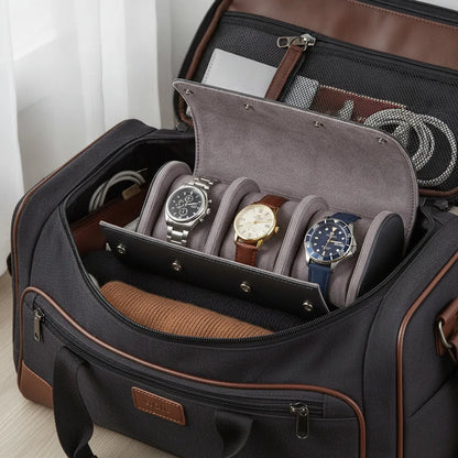Ã‰tui Ã  Montres Payne - Cuir VÃ©gan Noir 3 Compartiments