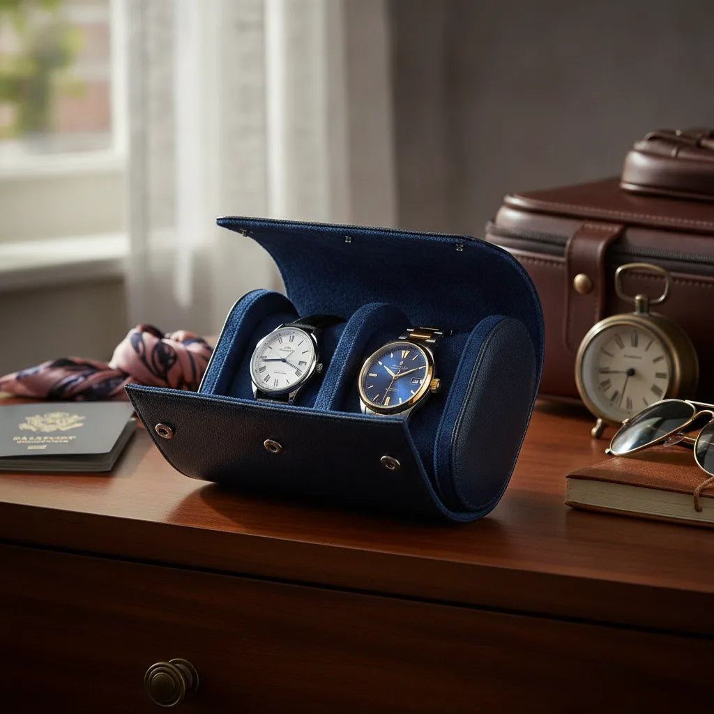 Ã‰tui Ã  Montre Duo Bleu Klein - Cuir VÃ©gan