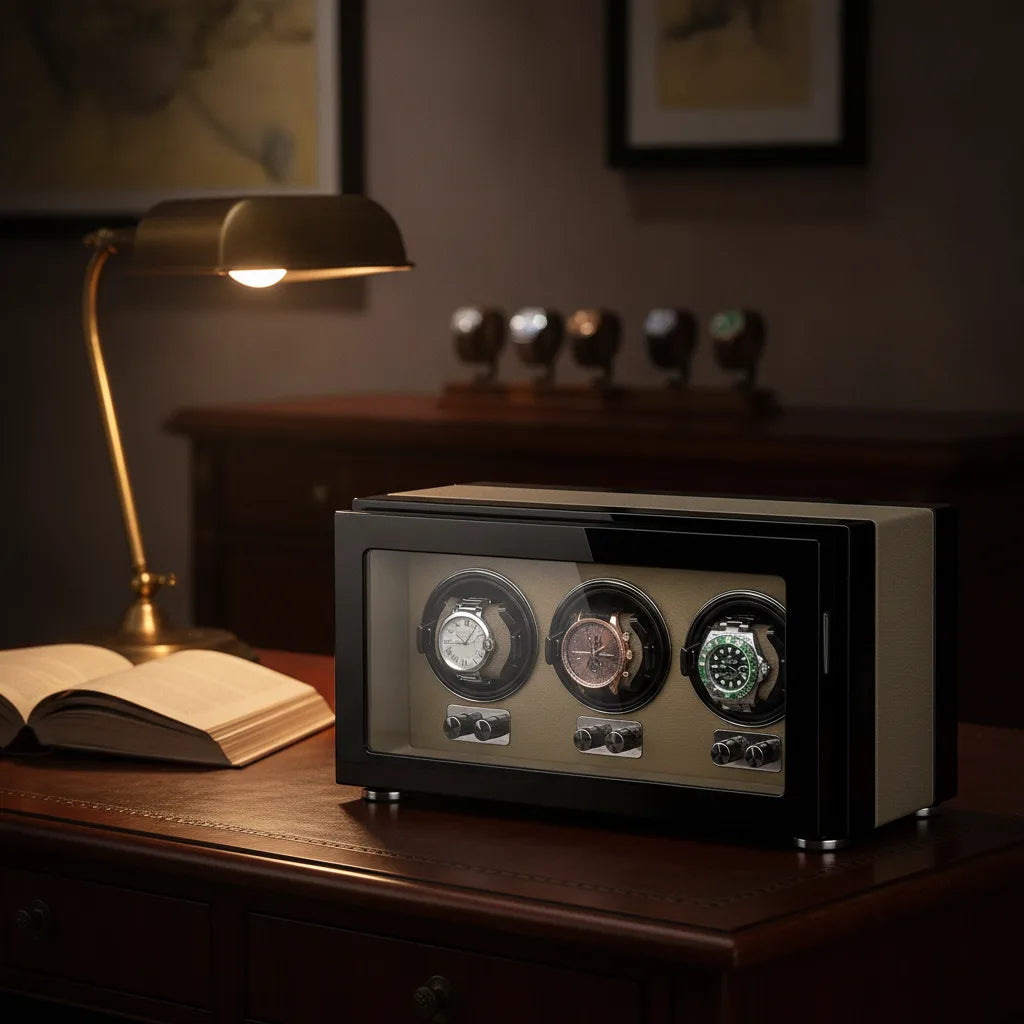 Remontoir Gentleman Trio Terne : Bois, 3 Montres Automatiques
