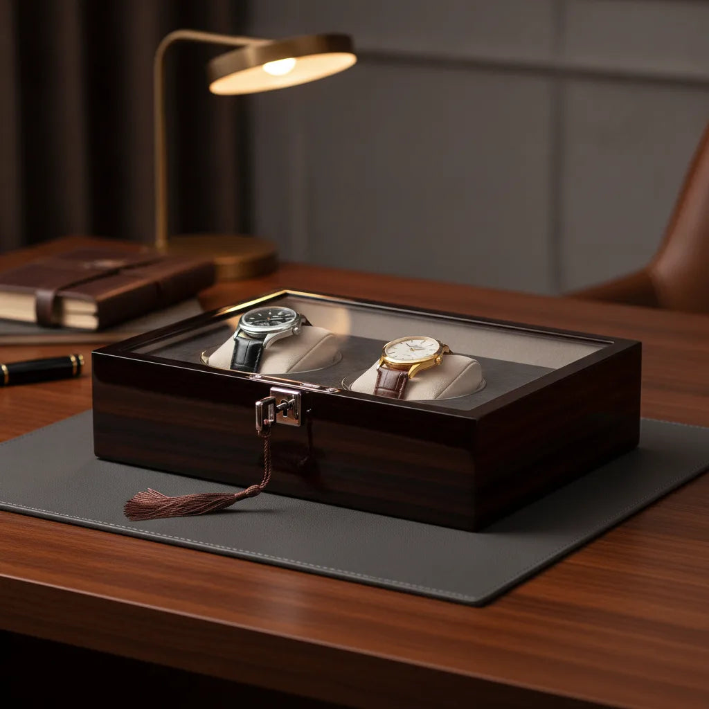 Coffret Montre Premium Nonette - 2 Emplacements Laqué Piano