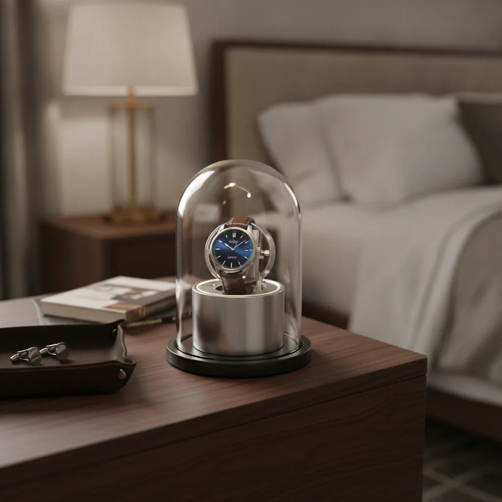 Remontoir Montre Automatique Cloche de Lune en Verre