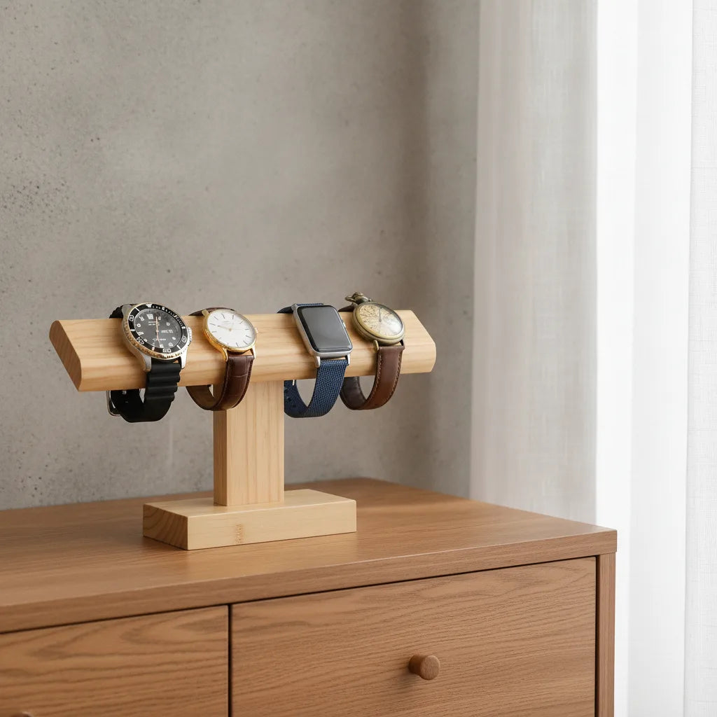 Porte Montre Haut en Bambou pour 4 Montres