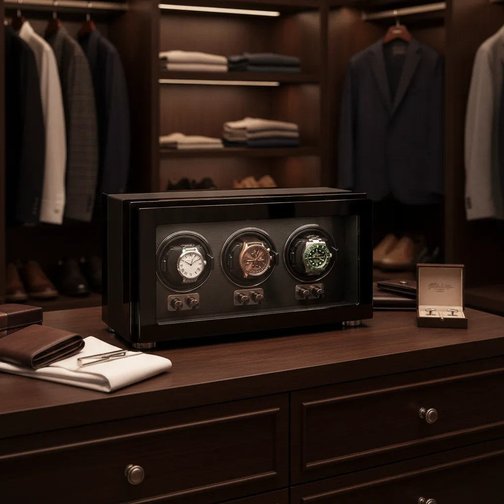 Remontoir Gentleman Trio Noir : 3 Montres Automatiques