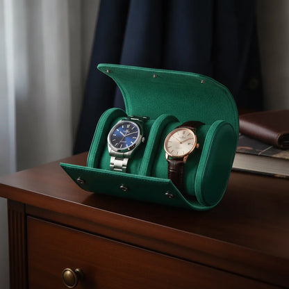 Ã‰tui Montre Poche Ã‰meraude - Cuir VÃ©gan 2 Montres