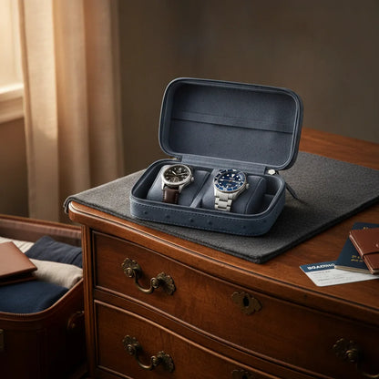 Ã‰tui Montre Cuir Voyage 2 Montres Bleu CÃ©rulÃ©en