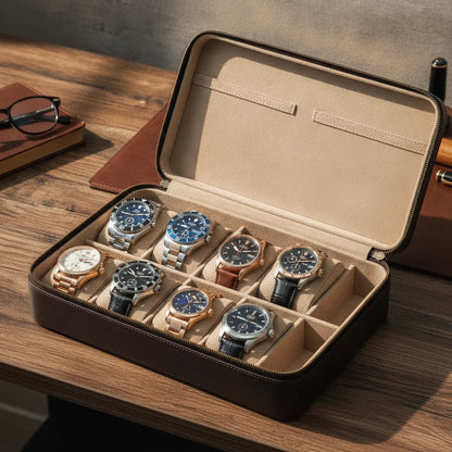 Housse Prestige : Ã‰tui Cuir Marron pour 12 Montres