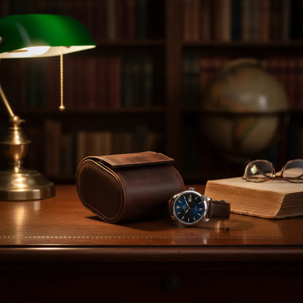 Ã‰tui Montre Vintage Uno en Cuir Marron