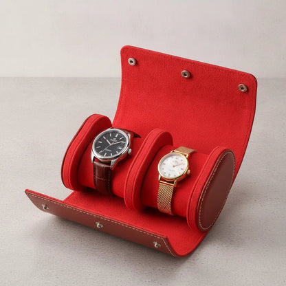 Ã‰tui Duo Rouge Cuir VÃ©gan 2 Montres