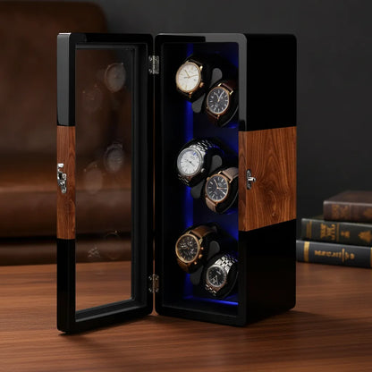 Remontoir LuxeLift Hybride 6 Montres Bois & Cuir