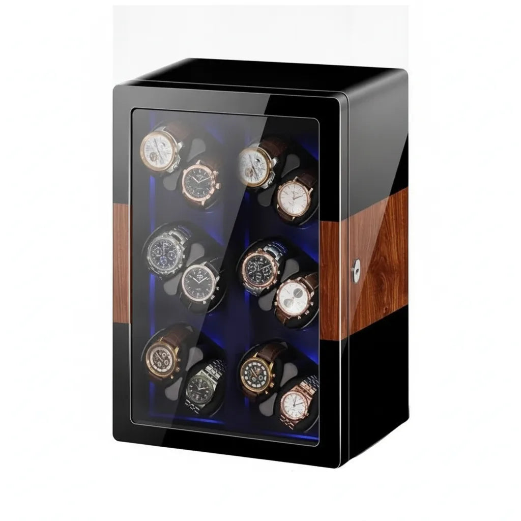 Remontoir LuxeLift Hybride 12 Montres Bois & Cuir