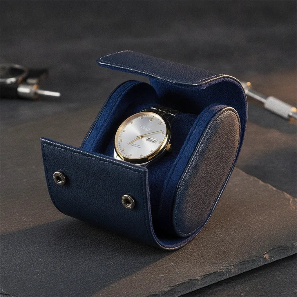 Ã‰tui Montre Solo Bleu Klein - Cuir VÃ©gan & Protection