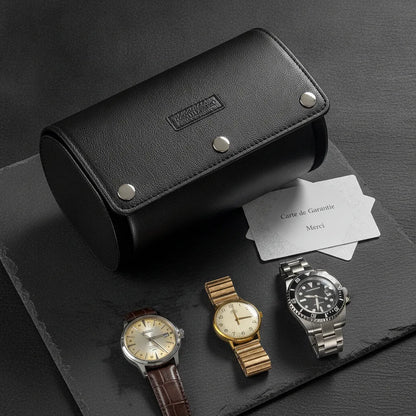 Ã‰tui Voyage Cuir Vegan 3 Montres - Le Remontoir