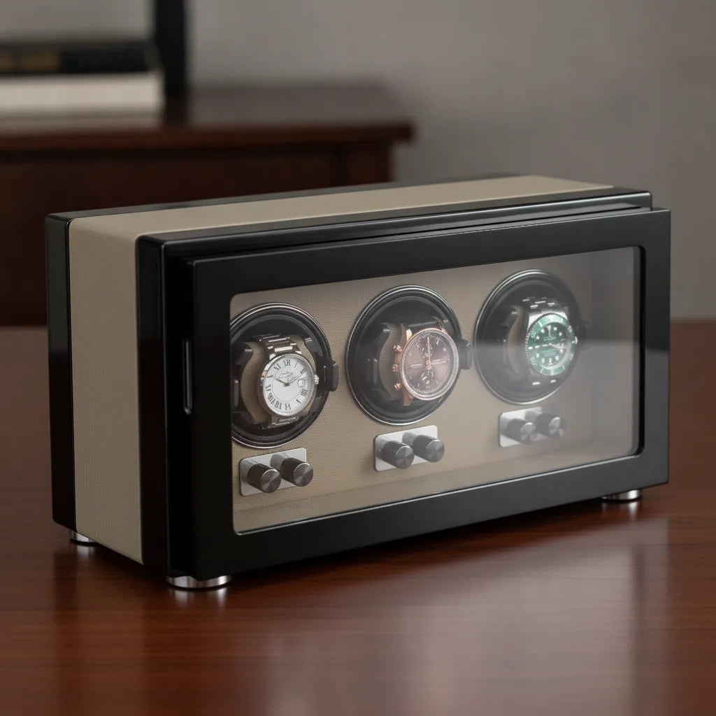 Remontoir Gentleman Trio Terne : Bois, 3 Montres Automatiques