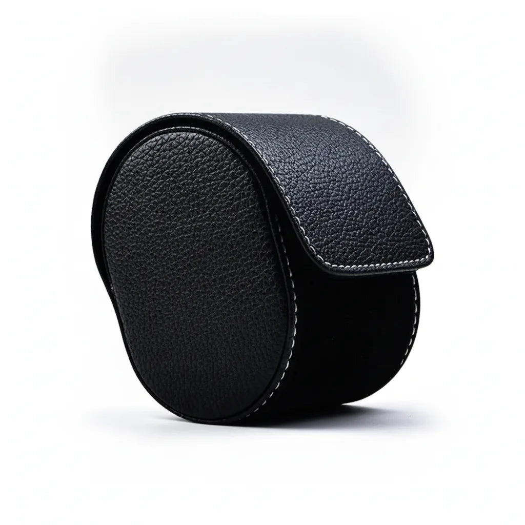 Ã‰tui Montre Poche Cuir VÃ©gan Noir Charbon