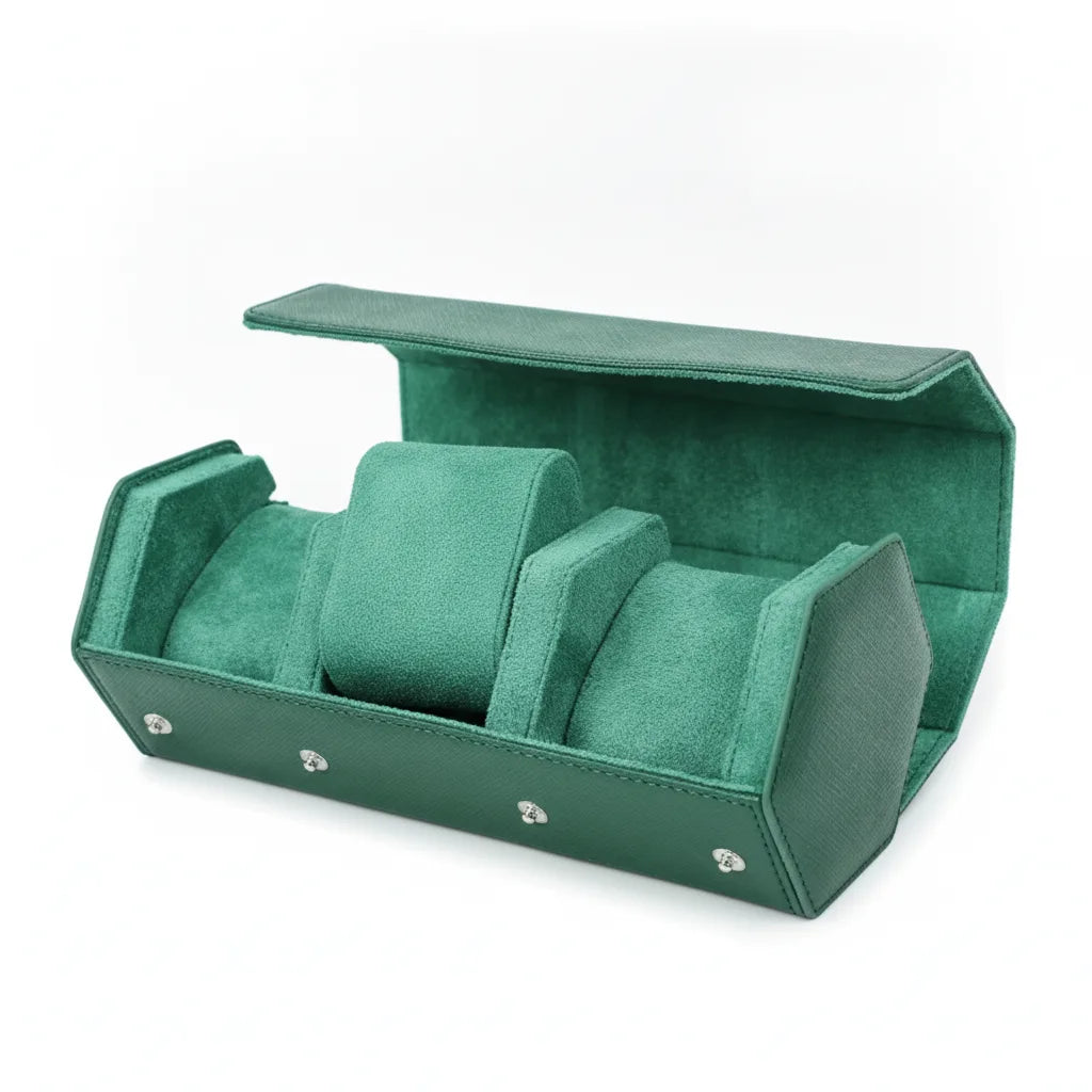 BoÃ®te Ã  Montre Hexagonale Cuir Ã‰meraude (3 Montres)