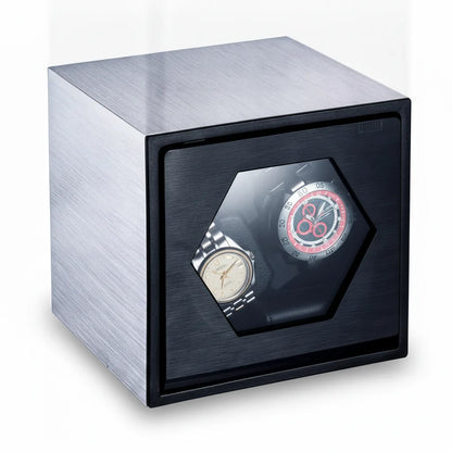 Remontoir Cube Aluminium 2 Montres Gris Clair