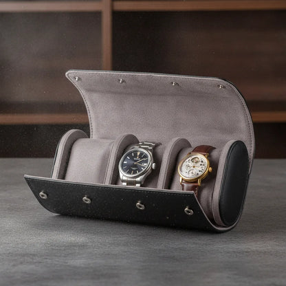 Ã‰tui Ã  Montres Payne - Cuir VÃ©gan Noir 3 Compartiments