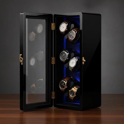 Remontoir LuxeLift Piano 6 Montres Bois & Cuir