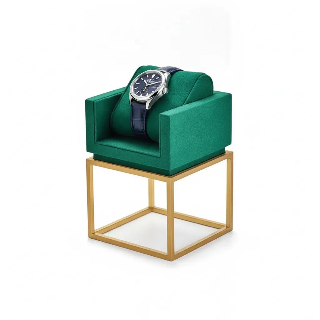 Porte-Montre Luxe Vert en Bois et Métal