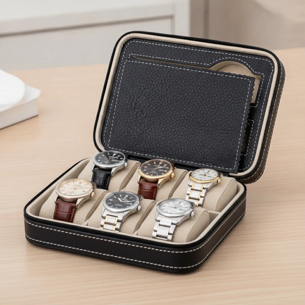 Ã‰tui Montre Voyage Cuir VÃ©gan 4 Montres