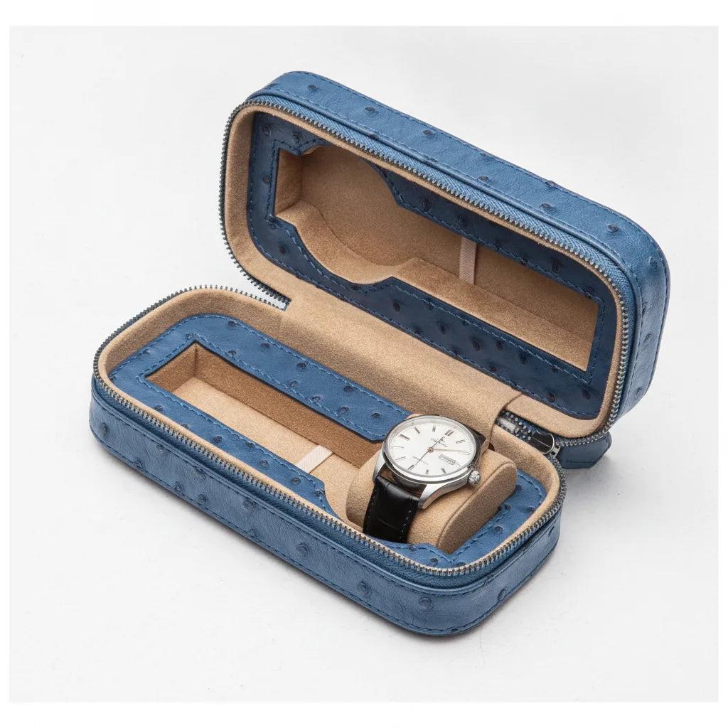Ã‰tui Montre Cuir Voyage 2 Montres Bleu CÃ©rulÃ©en