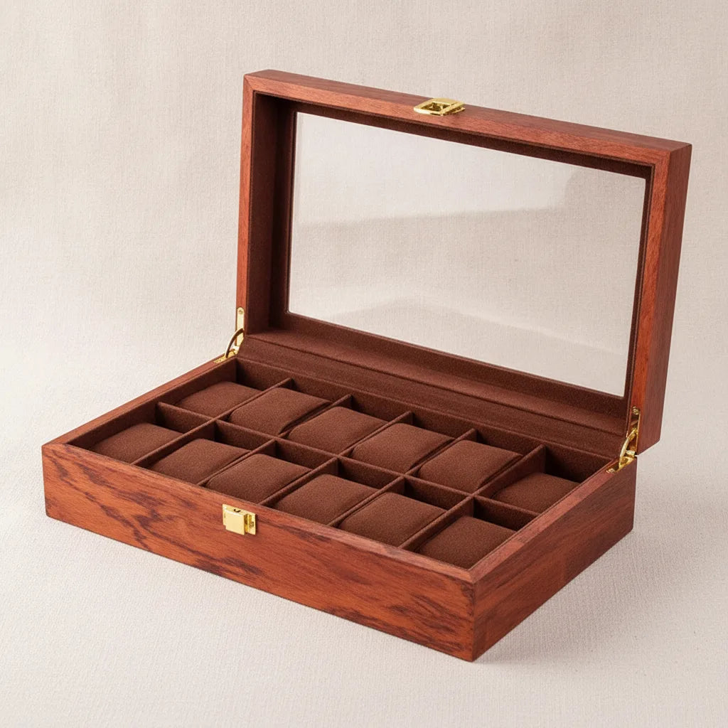Coffret Montre Noyer 12 Emplacements